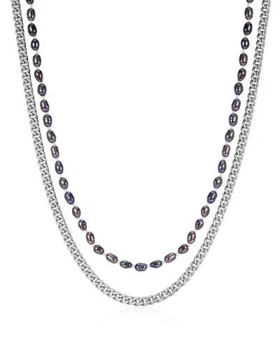 Luv Aj The Pearl Chain Necklace Set In Silver