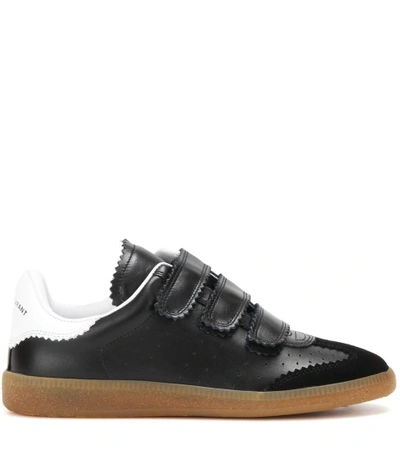 Shop Isabel Marant Étoile Beth Leather And Suede Sneakers In Llack