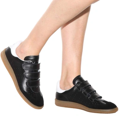 Shop Isabel Marant Étoile Beth Leather And Suede Sneakers In Llack