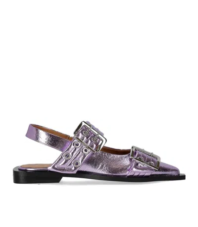 Ganni Women's Metallic Feminine Buckle Ballerinas Sneaker In Violet