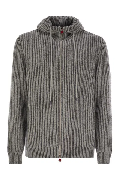 Shop Kiton Plush Cut Cashmere Jacket In Grey