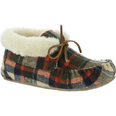Minnetonka Cabin Bootie Womens Wool Blend Shearling Moccasin Slippers In Multi