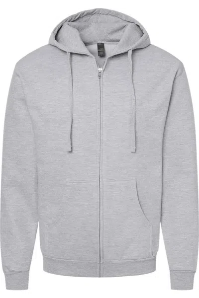 Tultex Unisex Full-zip Hooded Sweatshirt In Grey