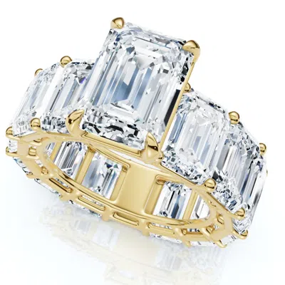 Pompeii3 Certified 15.50ct Emerald Cut Diamond Engagement Ring 14k Gold Lab Grown In Multi