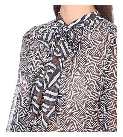 Shop Diane Von Furstenberg Fernanda Silk Blouse In Ribbon Rectangles Mini
