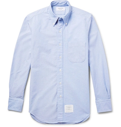 Shop Thom Browne Slim-fit Button-down Collar Cotton Oxford Shirt In Blue