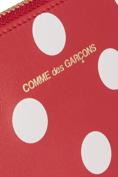 Shop Comme Des Garçons Polka-dot Leather Pouch In Red