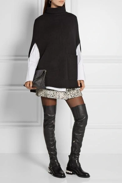 Shop Nicholas Kirkwood Casati Embellished Leather Over-the-knee Boots In Black