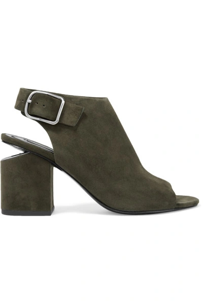 Alexander Wang 'nadia' Cutout Heel Suede Sandal Booties In Green