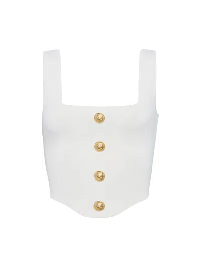 L Agence Saga Top In Ivory/gold