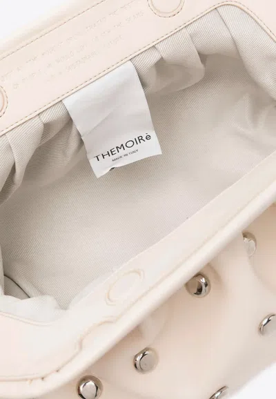 Themoirè Bios Faux Leather Studded Clutch In Eggshell