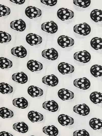 Alexander Mcqueen Skull Printed Frayed-edge Scarf