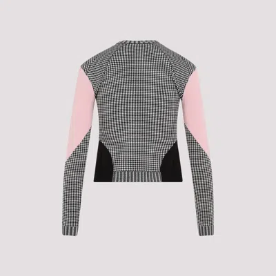 Alexander Mcqueen Black White Pink Wool Pullover In Black