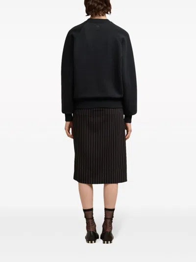 Ami Alexandre Mattiussi Black Crewneck Sweatshirt With Logo Lettering Detail On The Front And Adc Logo Embroidery On The Rea