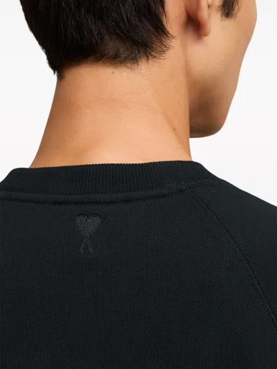 Ami Alexandre Mattiussi Black Crewneck Sweatshirt With Logo Lettering Detail On The Front And Adc Logo Embroidery On The Rea