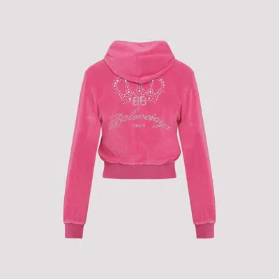 Balenciaga Women's Bb Motel Zip-up Hoodie Fitted In Dark Pink