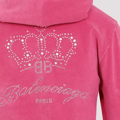 Balenciaga Women's Bb Motel Zip-up Hoodie Fitted In Dark Pink