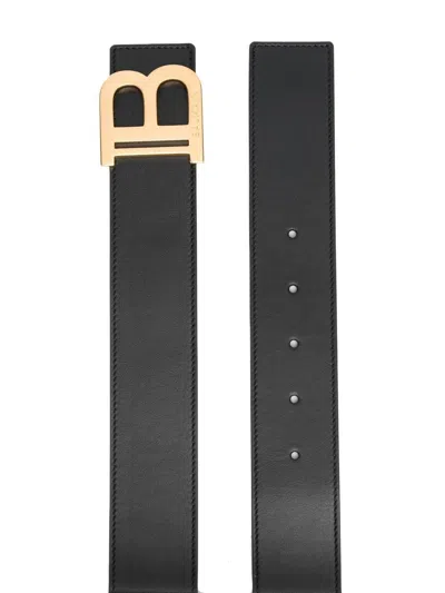 Balmain Black Smooth Calfskin B-belt Belt