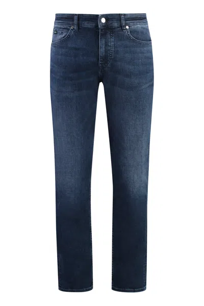 Hugo Boss Slim-fit Jeans In Blue Mechanical-stretch Denim In Blue