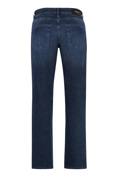 Hugo Boss Slim-fit Jeans In Blue Mechanical-stretch Denim In Blue