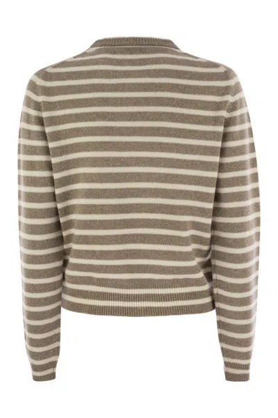 Brunello Cucinelli Sparkling & Dazzling Striped Cashmere And Wool Sweater
