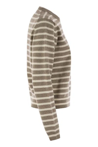 Brunello Cucinelli Sparkling & Dazzling Striped Cashmere And Wool Sweater