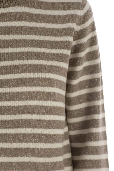 Brunello Cucinelli Sparkling & Dazzling Striped Cashmere And Wool Sweater