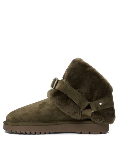 Burberry Man Ankle Boots Military Green Size 9 Shearling In Green