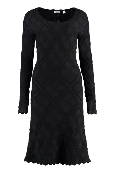 Burberry Wool Dress With Geometric Trimming