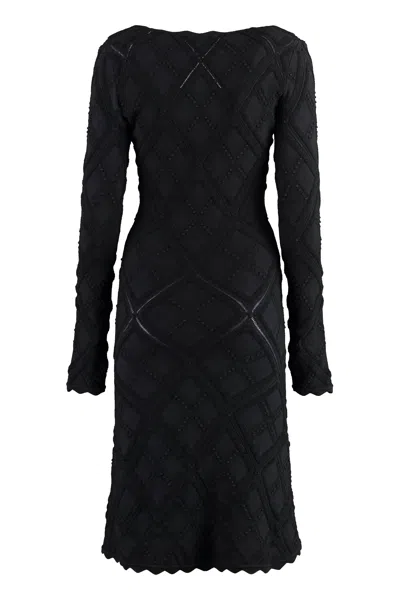 Burberry Wool Dress With Geometric Trimming