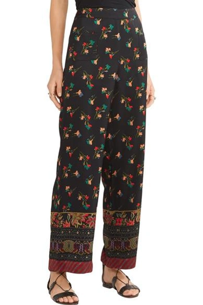 Shop Etro Floral-print Crepe Wide-leg Pants