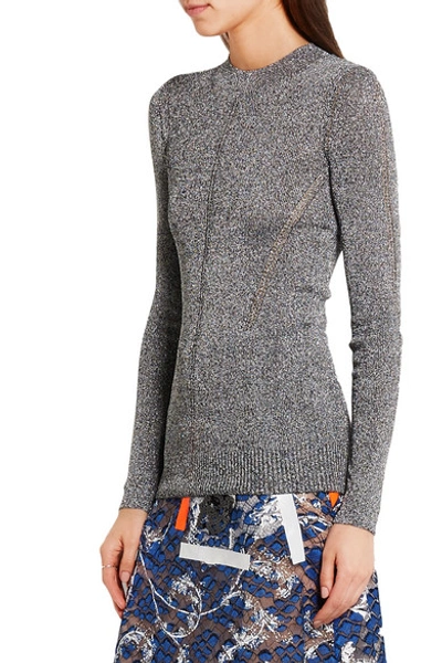 Shop Christopher Kane Metallic Pointelle-knit Sweater