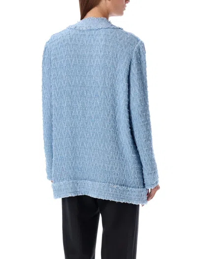Dolce & Gabbana Light Blue Single-breasted Jacket With Logo Detail On Buttons In Cotton Blend Woman