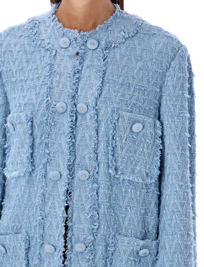 Dolce & Gabbana Light Blue Single-breasted Jacket With Logo Detail On Buttons In Cotton Blend Woman
