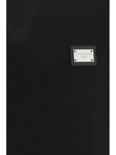 Dolce & Gabbana Black T-shirt With Logo Tag Detail On The Front In Cotton Man