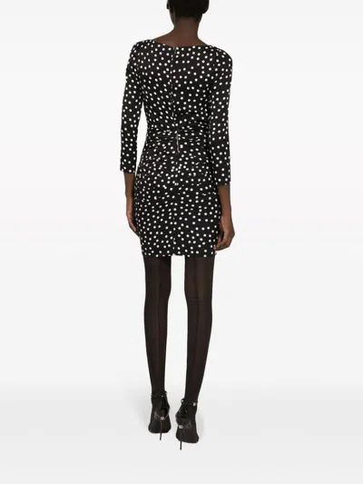 Dolce & Gabbana Polka Dot-printed Plunging V-neck Mini Dress
