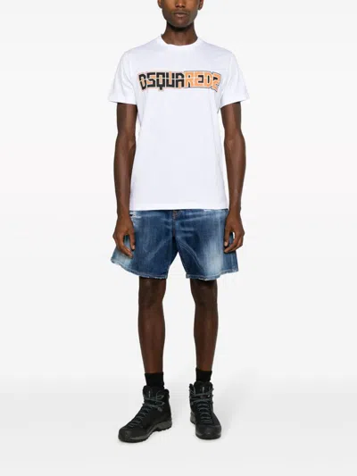Dsquared2 Solid Color Cigarette Fit Crew-neck T-shirt With Printed Log