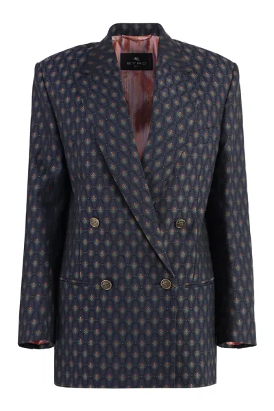 Etro Double-breasted Wool And Cotton-blend Jacquard Blazer