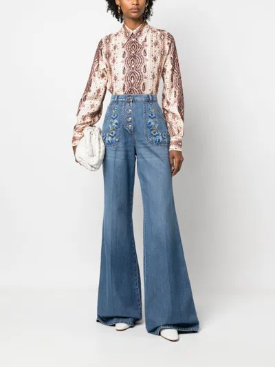 Etro Washed Wide Leg Denim Jeans