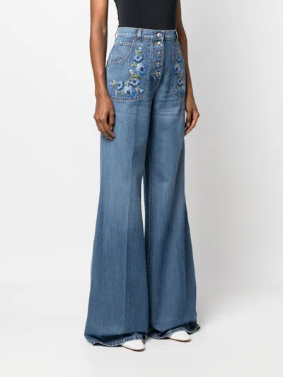 Etro Washed Wide Leg Denim Jeans
