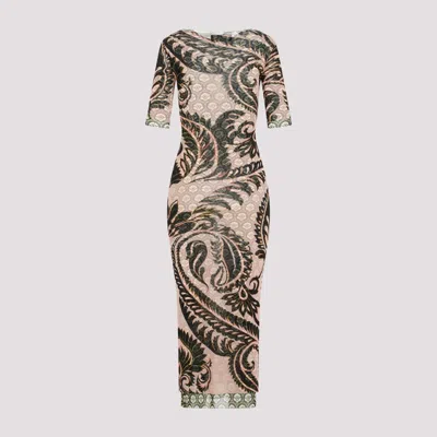 Etro Printed Tulle Midi Dress