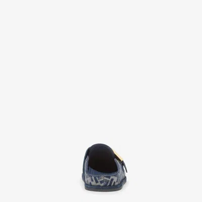 Fendi Feel Ff Jacquard Denim Flat Mules