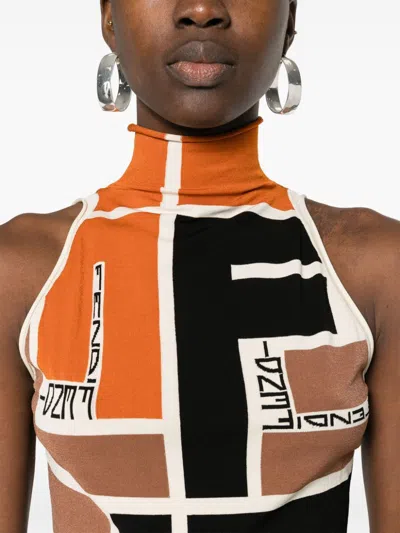 Fendi Colour-block High-neck Minidress