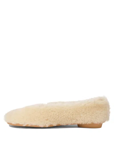 Ferragamo Shearling Hardware Round Toe Ballerinas