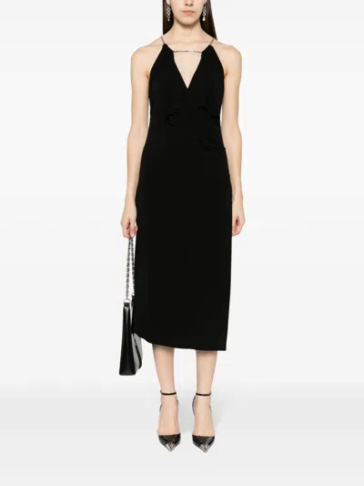 Givenchy Viscose Dress With Embellished Neckline And Draped Detailing