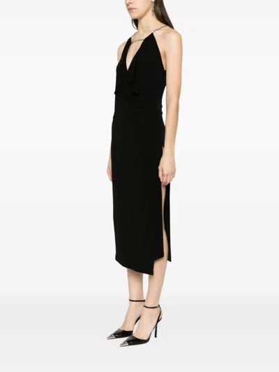 Givenchy Viscose Dress With Embellished Neckline And Draped Detailing