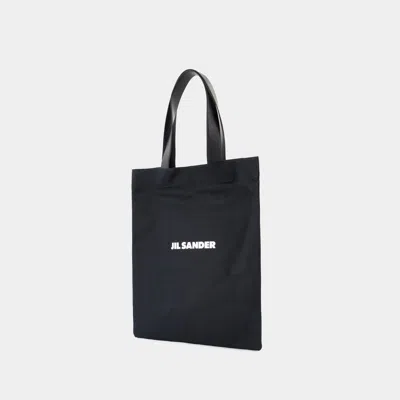 Jil Sander Logo Print Cotton-linen Blend Tote Bag