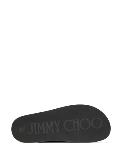 Jimmy Choo Women Black Fayence Leather Sandals, 5.5 Luxury Sandals & Floaters For Women Darveys