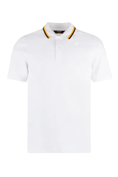 K-way K Way Stretch Pique Cotton Polo Shirt With Striped Collar
