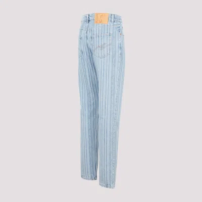 Martine Rose Light Blue Pinstripe Straight Leg Jeans